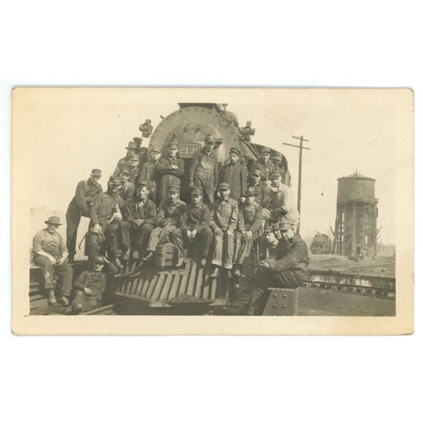 Early 1900’s RPPC – Canadian Northern Railway Workers next to Locomotive CNR 2130.