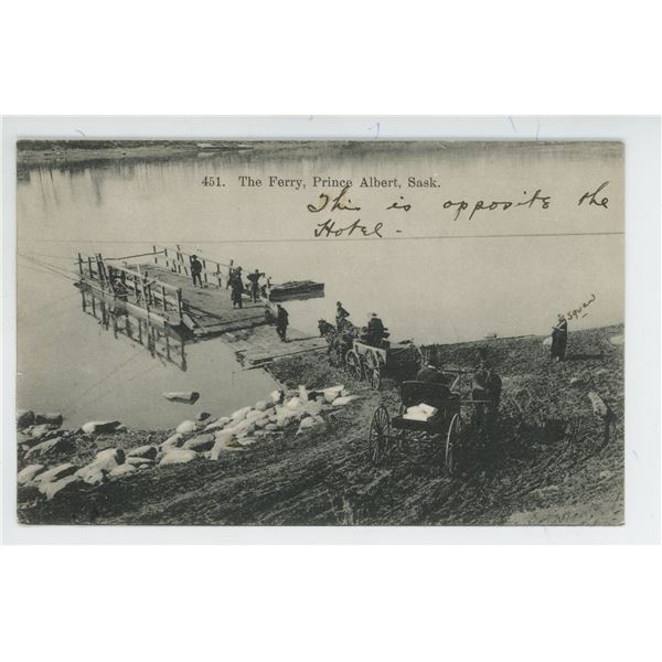 Vintage Post Card – “451.  The Ferry, Prince Albert, Sask.”
