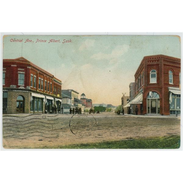 1910 Post Card – “Central Ave., Prince Albert, Sask.”