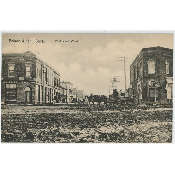 Vintage Post Card – “Prince Albert, Sask.  1st Avenue West”