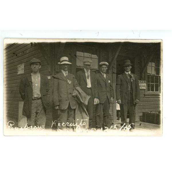 1915 WWI RPPC – “Eyebrow Recruits.  Aug 12th/15”  Eyebrow, Sask.