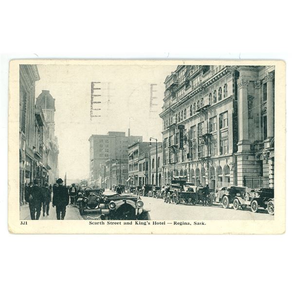 1924 Postcard – “Scarth Street and King’s Hotel – Regina, Sask.[