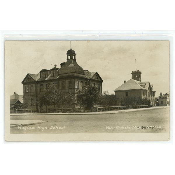1912 RPPC – “Regina High School”.  Regina, Sask.  Posted.