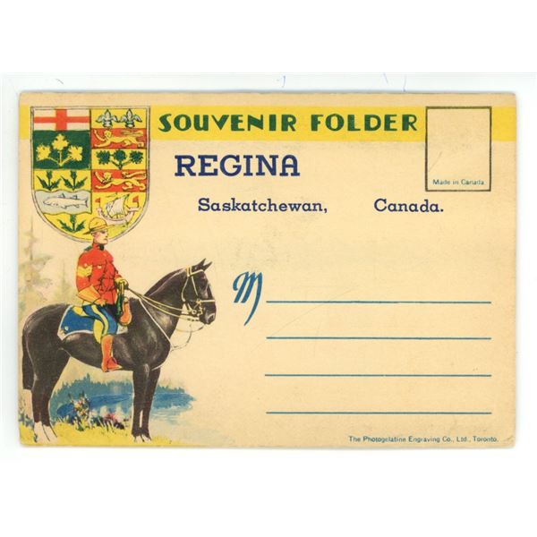 Vintage Regina, SK. Souvenir Folder.  Includes (8) Double Sided Post Card Sized Pictures (16 total p