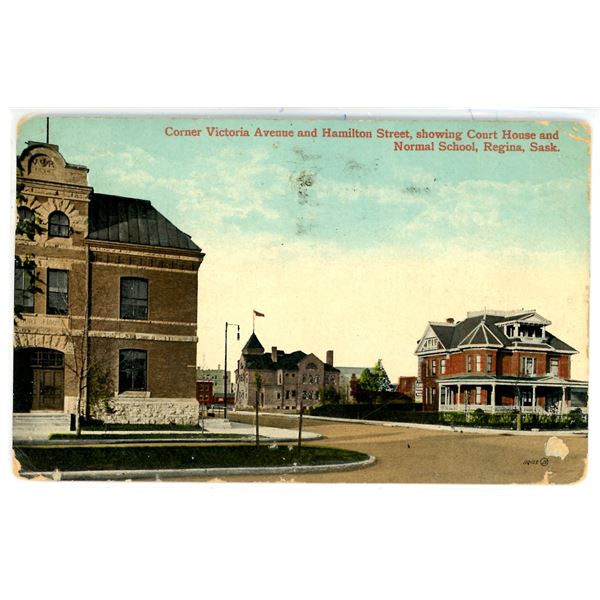 1916 Post Card – “Corner Victoria Avenue and Hamilton Street … Regina, Sa