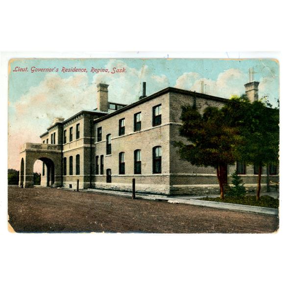 1912 Post Card – “Lieut. Governor’s Residence, Regina, Sask.”  P