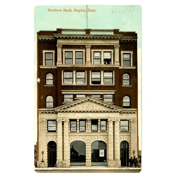 1911 Post Card – “Northern Bank, Regina, Sask.”  Posted.