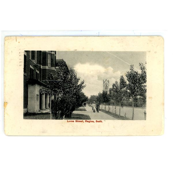 1919 Post Card – “Lorne Street, Regina, Sask.”  Posted.