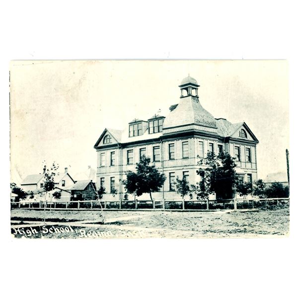 1906 RPPC – “High School, Regina, Sask.”  Posted.