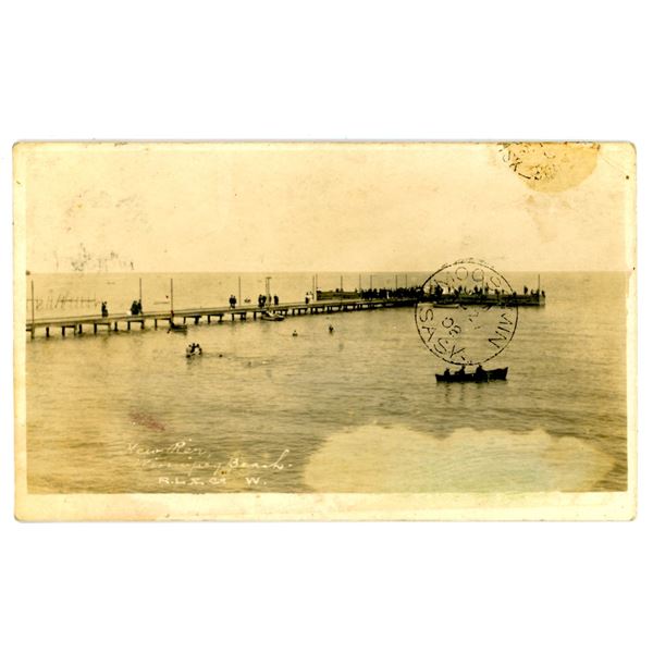 1908 RPPC – “New Pier.  Winnipeg Beach.” Manitoba.
