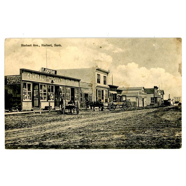 Vintage Postcard – “Herbert Ave., Herbert, Sask.”
