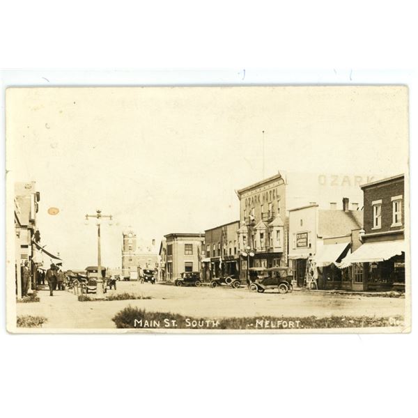 1920 RPPC – “Main St. South.  Melfort”, Sask.  Posted.