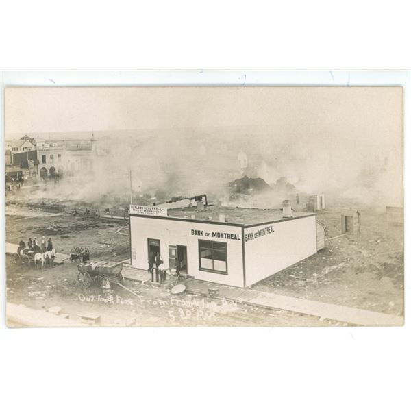 RPPC depicting Fire in Outlook, Sask.  March 20, 1910.  “Outlook Fire From Franklin Ave. 5: