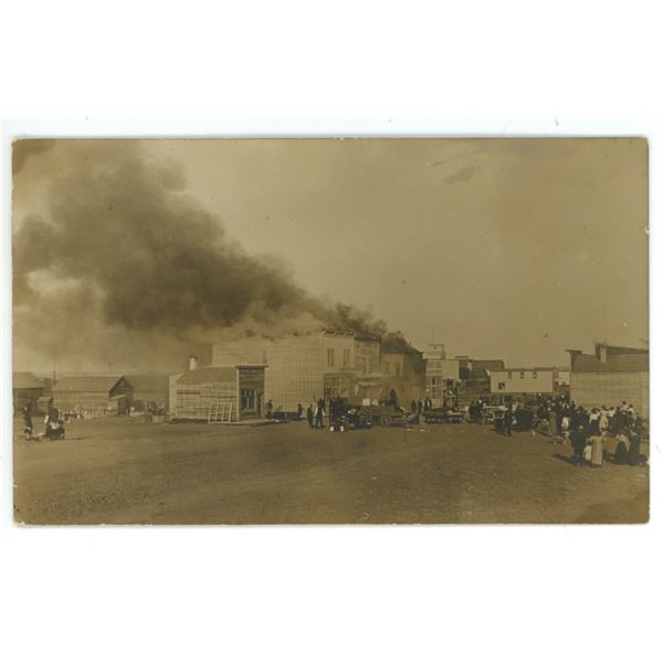 RPPC depicting Fire in Outlook, Sask.  March 20, 1910.