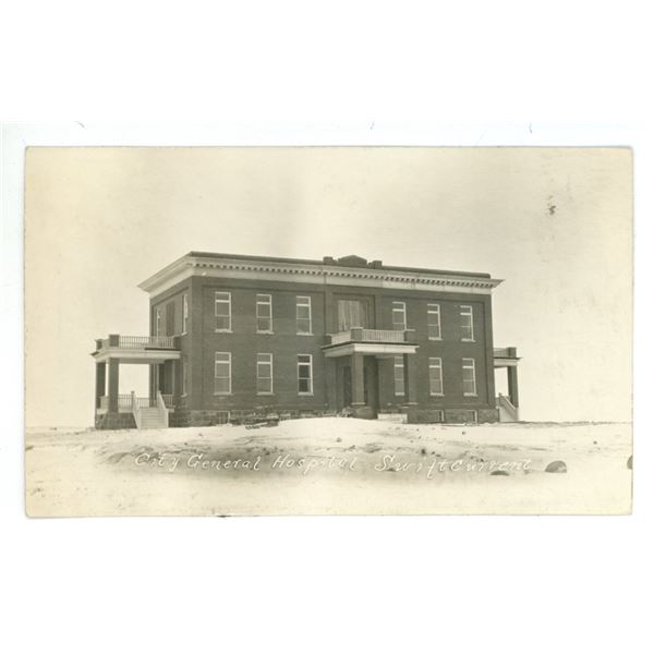 RPPC marked “1907” on Back – “City General Hospital.  Swift Curr