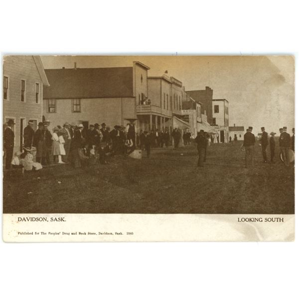Vintage Postcard – “Davidson, Sask.  Looking South”