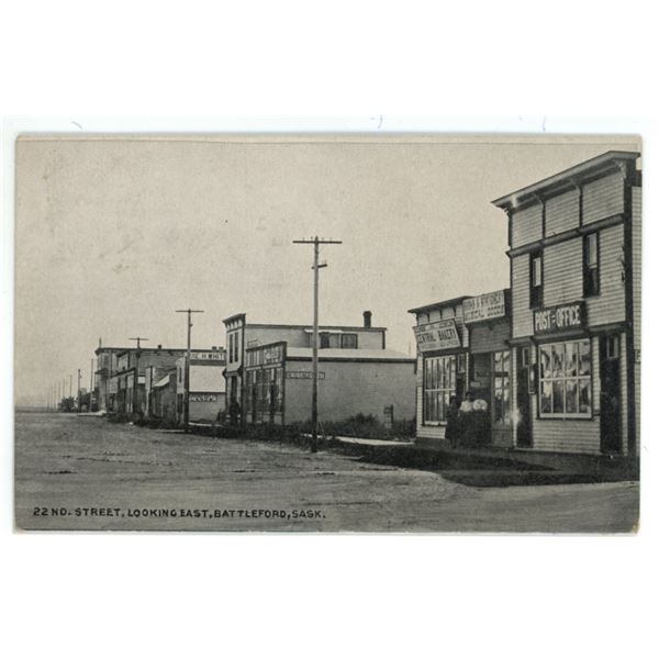 1910 Post Card – “22nd Street, Looking East.  Battleford, Sask.”