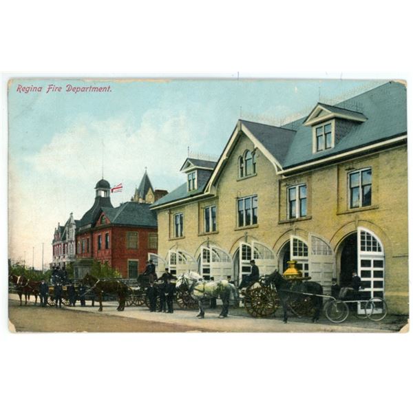 1910 Post Card – “Regina Fire Department”, Sask.  Posted.