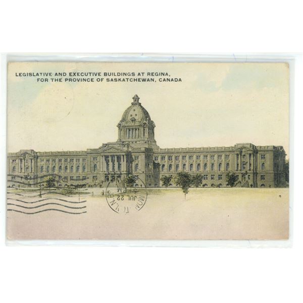 Vintage Post Card – “Legislative and Executive Buildings at Regina”, Sask