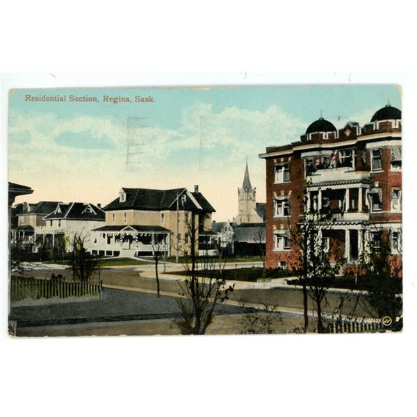 1916 Postcard – “Residential Section, Regina, Sask.”  Posted.