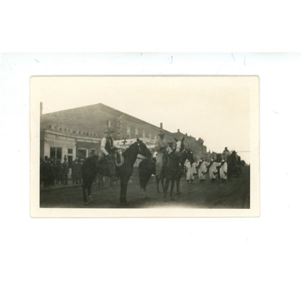 1927 Print - KKK Parade in Regina, Sask.  4.5 x 2.75”