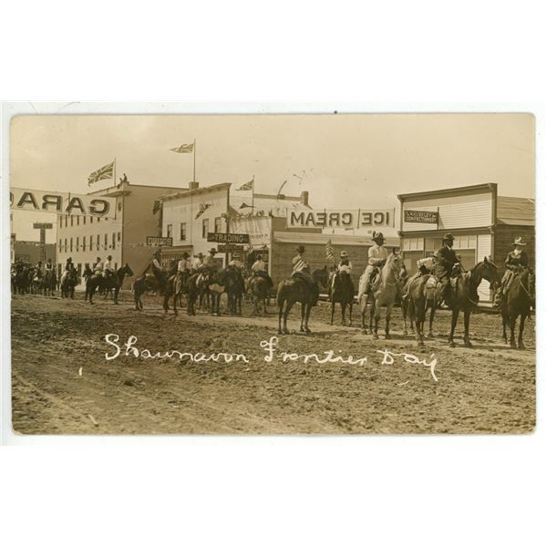 1914 RPPC - “Shaunavon Frontier Day”.  Shaunavon, Sask.  Posted.