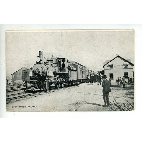 Vintage Post Card marked “1906” on back - “C.P.R. Station, Saskatoon.[x=#