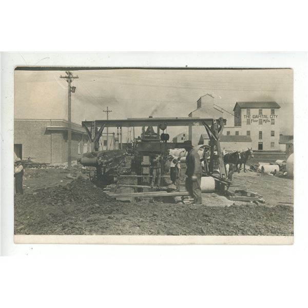 Early 1900’s RPPC – Men Working Steam Powered Trenching Machine (?) Regina, Sask.