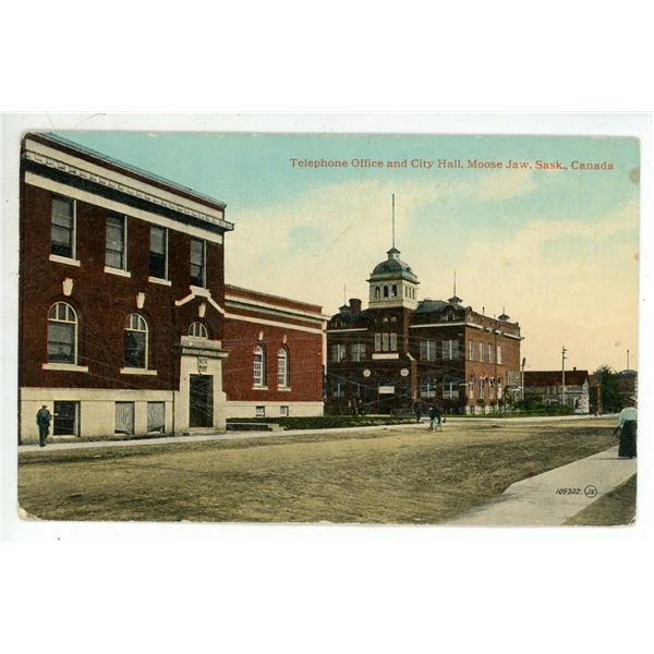 1917 Post Card – “Telephone Office and City Hall, Moose Jaw, Sask., Canada[x=#8221