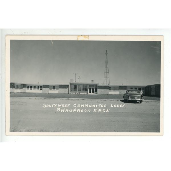 Vintage RPPC – Southwest Communitee Lodge.  Shaunavon, Sask.”