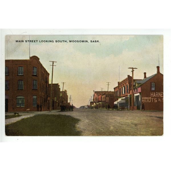 Vintage Post Card – “Main Street Looking South, Moosomin, Sask.”