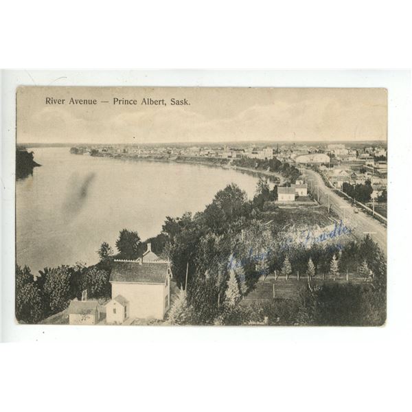 Vintage Post Card – “River Avenue – Prince Albert, Sask.”