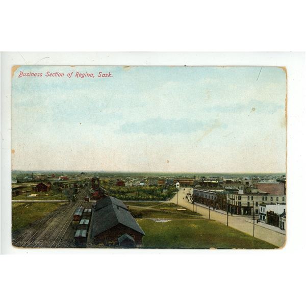 Vintage Post Card – “Business Section of Regina, Sask.”  Back is Blank.
