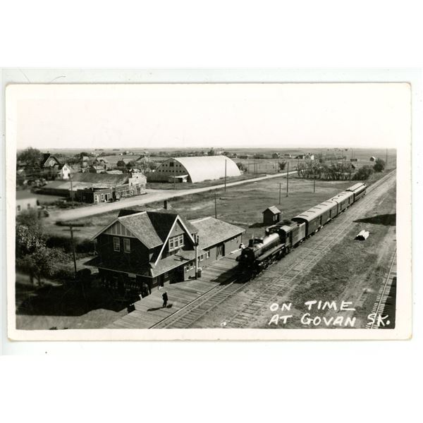 Vintage RPPC – “On Time at Govan, Sk.”