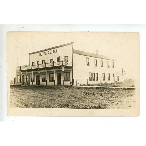 Early 1900’s RPPC – “Hotel Zelma.  Zelma, Sask.”  Posted.