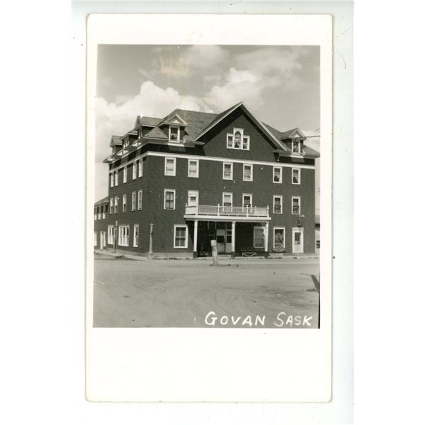 Vintage RPPC – “Govan, Sask.”  Silver Plate Hotel.