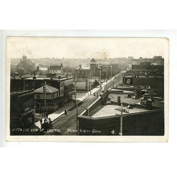 1912 RPPC – “Bird’s Eye View of Central.  Prince Albert, Sask.”