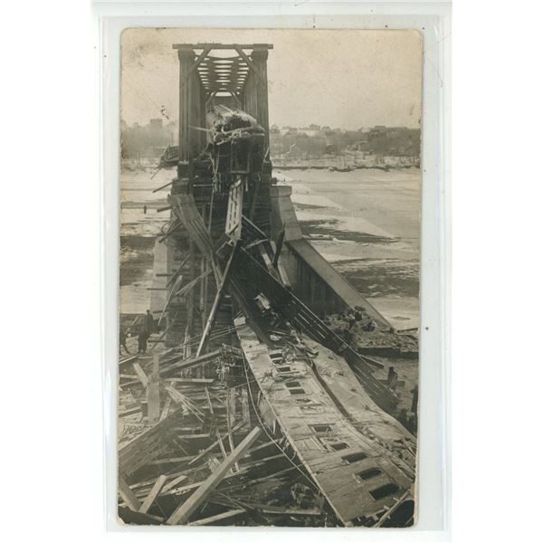 RPPC Depicting the March 4, 1912, C.N.R. Train Bridge Collapse in Saskatoon, Sask.