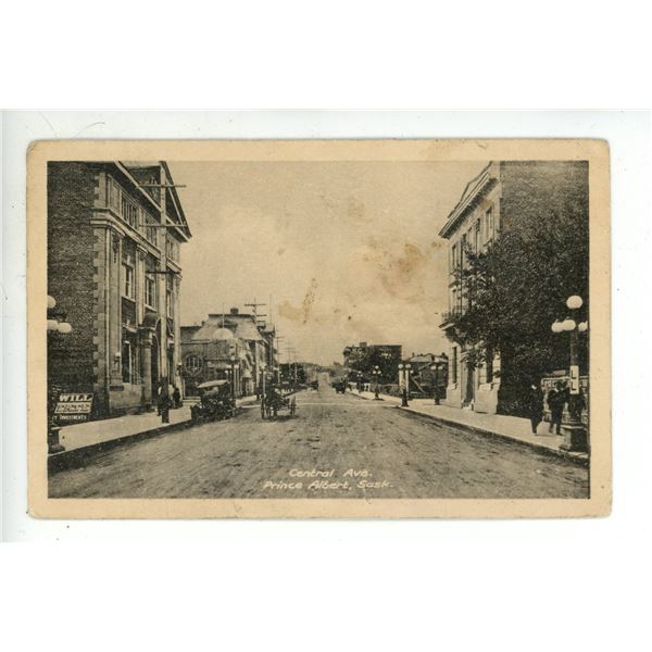 Vintage Post Card – “Central Ave.  Prince Albert, Sask.”