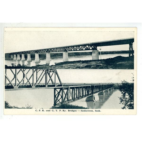 Vintage Post Card – “C.P.R. and G.T.P.Ry. Bridges – Saskatoon, Sask.[x=#8