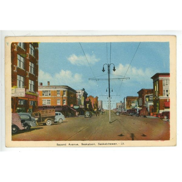Vintage Post Card – “Second Avenue, Saskatoon, Saskatchewan.”