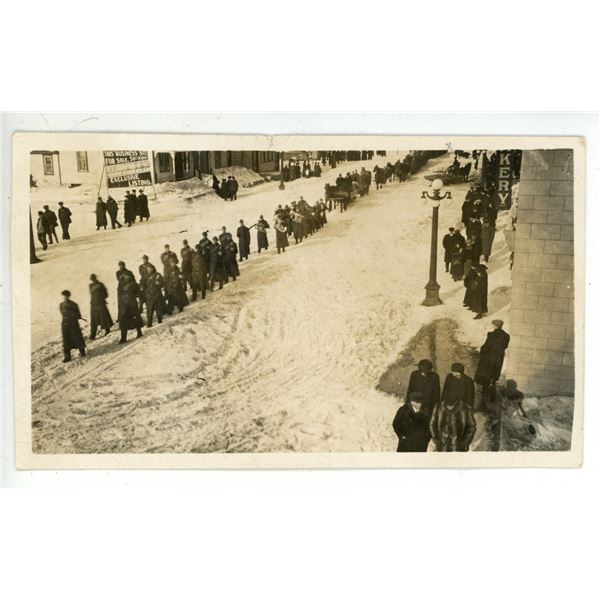 1916 WWI RPPC – 152 Battalion in Weyburn, Sask.