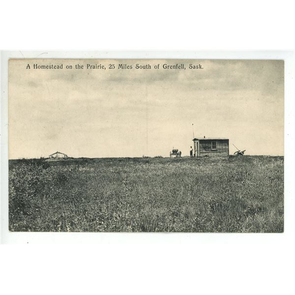 1912 Post Card – “A Homestead on the Prairie, 25 Miles South of Grenfell, Sask.[x=