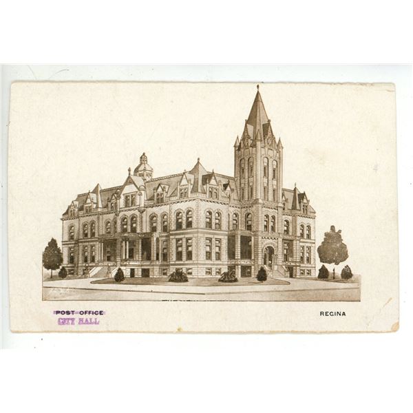 Vintage Post Card Sized Image of City Hall in Regina, Sask.