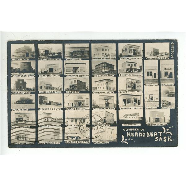 1912 Multi-Photo Post Card of Kerrobert, Sask.  Posted.