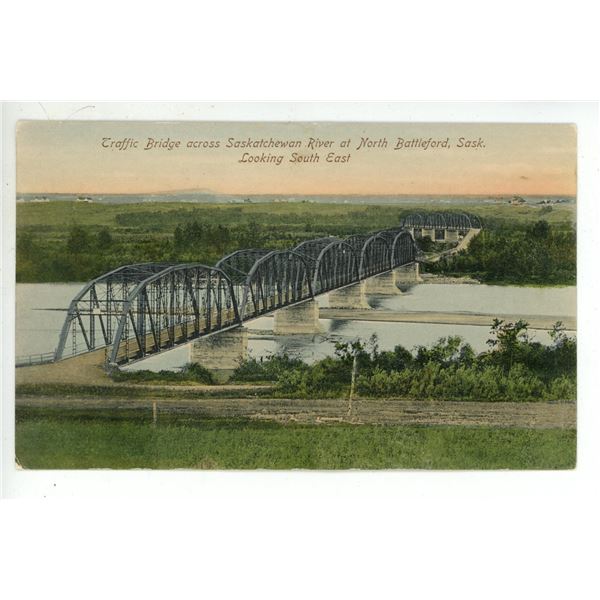 Vintage Post Card – “Traffic Bridge across Saskatchewan River at North Battleford,