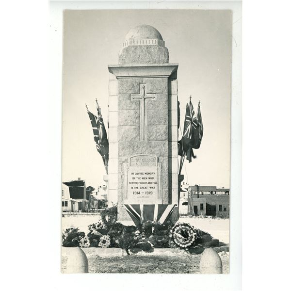 Vintage RPPC – Cenotaph in Swift Current, Sask.
