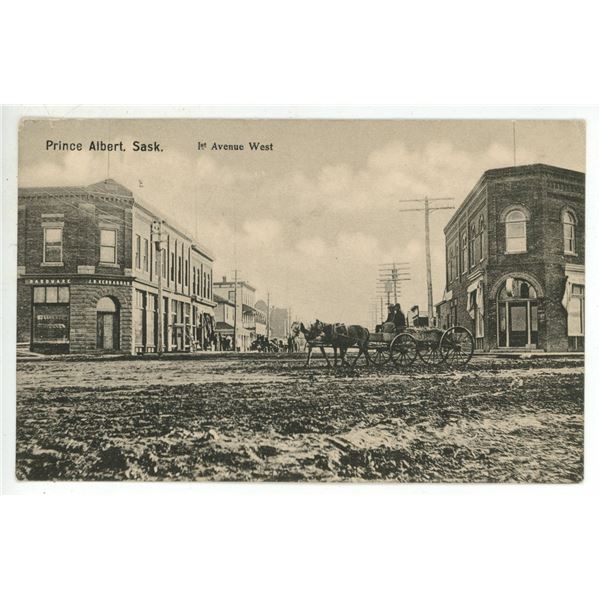 Vintage Post Card – “Prince Albert, Sask.  1st Avenue West”