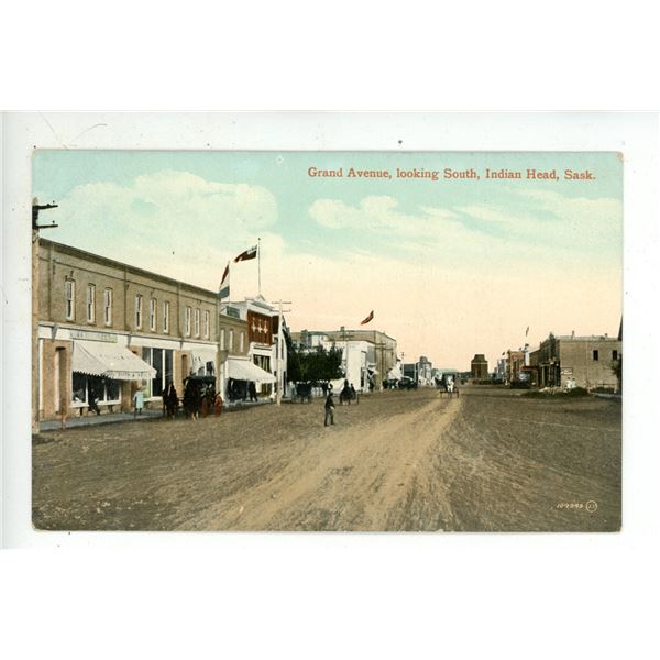Vintage Post Card – “Grand Avenue, Looking South, Indian Head, Sask.”
