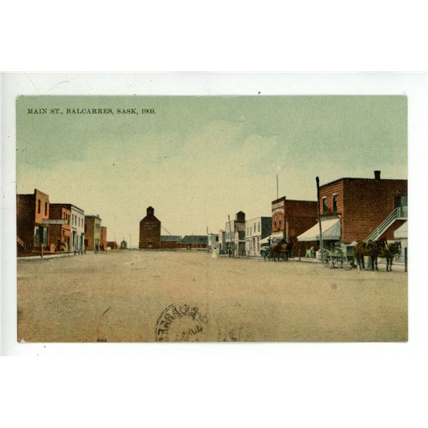 Vintage Post Card – “Main St., Balcarres, Sask, 1909.”  Posted 1910.